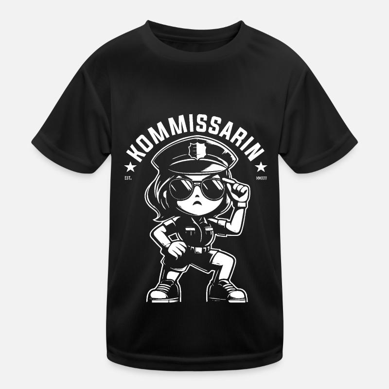 Inspector - Funny Comic Policewoman Design Kids Functional T-Shirt
