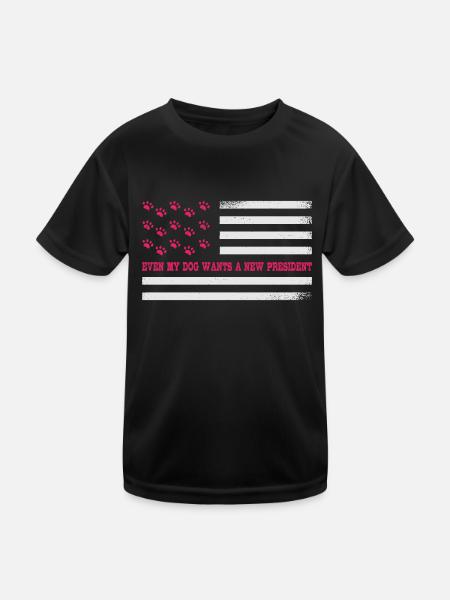 Même mon chien veut un nouveau président - T-shirt sport Enfant - noir - Devant