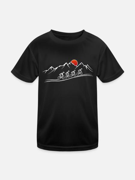Fahrrad Berge Rennrad Fahrrad Tour - Kinder Funktions-T-Shirt - Schwarz - Vorne