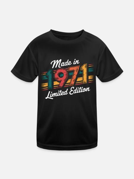 Made In 1971 Limited Edition - 54. Geburtstag - Kinder Funktions-T-Shirt - Schwarz - Vorne