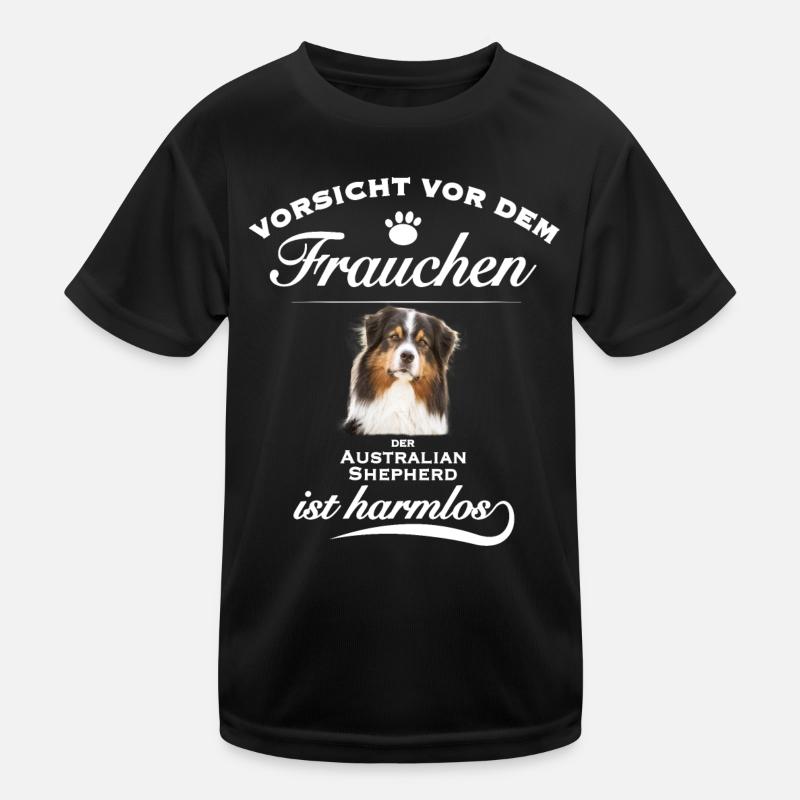 Aussie - Aussie Hund - Australian Shepherd - Kinder Funktions-T-Shirt - Schwarz