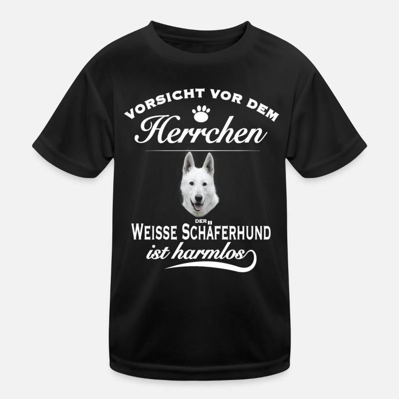 Weißer Schäferhund - Vorsicht vor dem Herrchen Kinder Funktions-T-Shirt