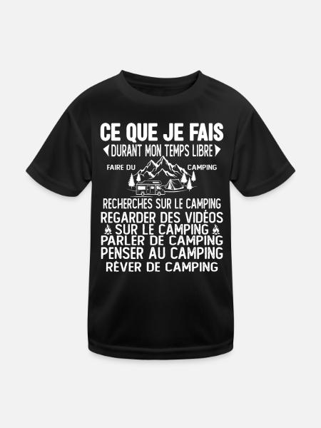 Ce Que Je Fais Pendant Mon Temps Libre Camping - T-shirt sport Enfant - noir - Devant