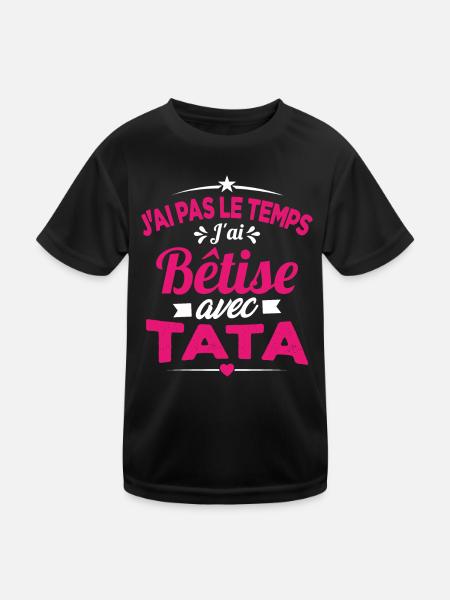 Pas le temps j'ai bêtise avec tata - T-shirt sport Enfant - noir - Devant