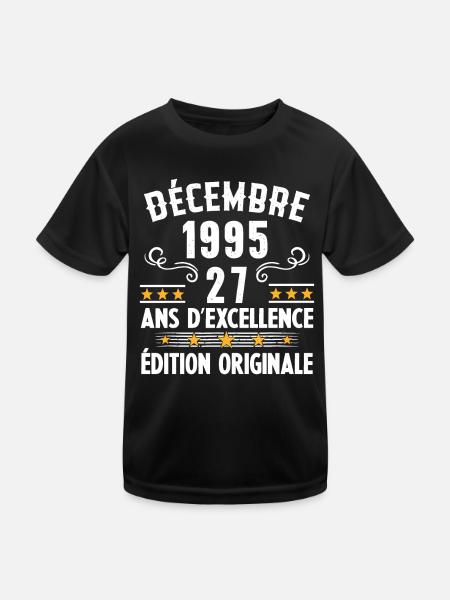 27 Ans Anniversaire Vintage En Décembre 1995 - T-shirt sport Enfant - noir - Devant