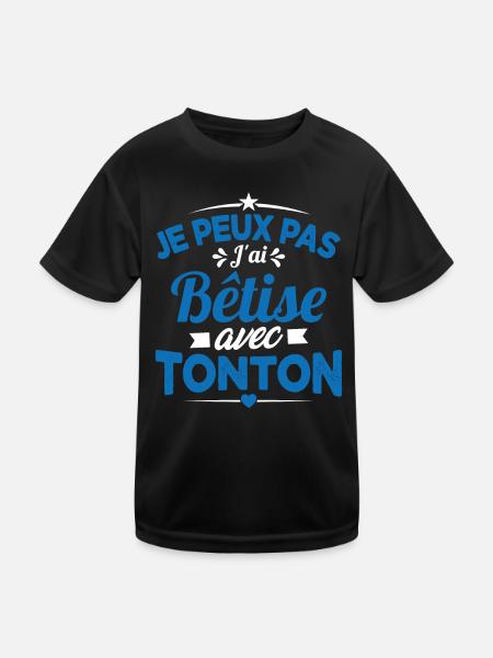 JE PEUX PAS J'AI BETISE AVEC TONTON - T-shirt sport Enfant - noir - Devant