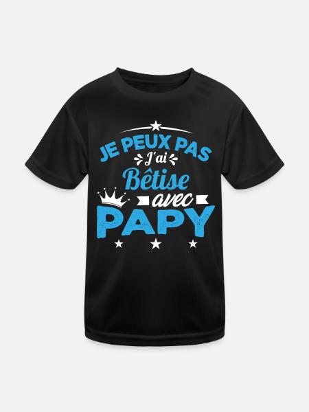 Je peux pas J'ai Bêtise Avec Papy Cadeau - T-shirt sport Enfant - noir - Devant