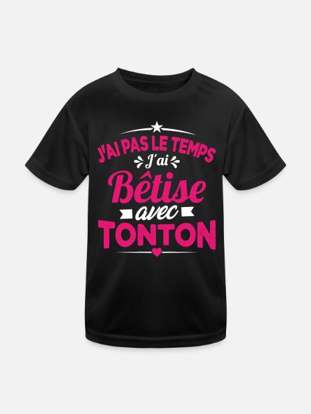 J'ai pas le temps j'ai bêtise avec tonton Cadeau - T-shirt sport Enfant - noir - Devant