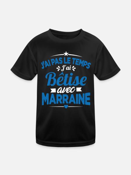 J'ai Pas Le Temps, J'ai Bêtise Avec Marraine - T-shirt sport Enfant - noir - Devant
