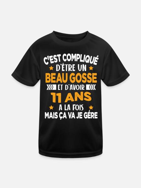 Compliqué d'être un Beau Gosse et D'avoir 11 Ans - T-shirt sport Enfant - noir - Devant