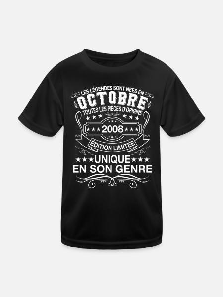 Les légendes sont nées en Octobre 2008 Cadeau - T-shirt sport Enfant - noir - Devant