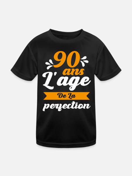 Anniversaire 90 ans - 90 Ans âge de la perfection - T-shirt sport Enfant - noir - Devant
