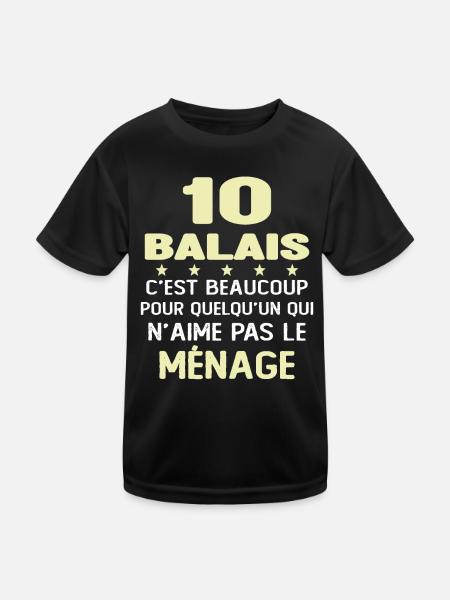 10 balais Drôle Cadeau Anniversaire 10 ans - T-shirt sport Enfant - noir - Devant