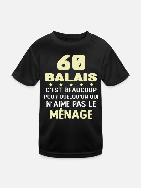 60 balais Drôle Cadeau Anniversaire 60 ans - T-shirt sport Enfant - noir - Devant