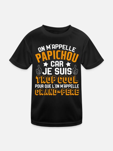 On M'appelle Papichou Parce Que Je Suis Trop Cool - T-shirt sport Enfant - noir - Devant