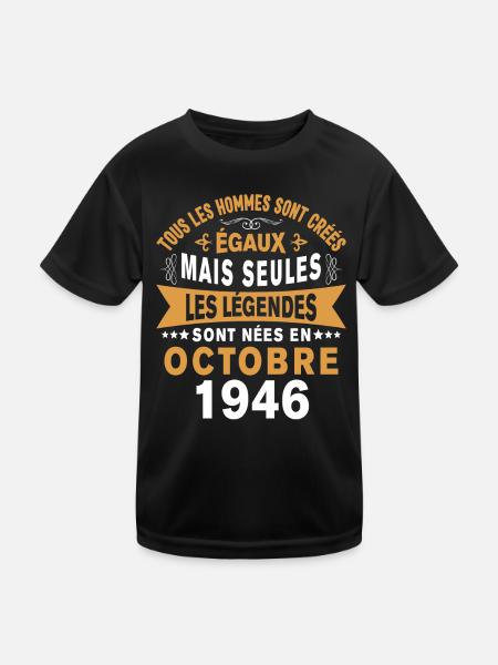 Les légendes sont nées en Octobre 1946 Cadeau - T-shirt sport Enfant - noir - Devant