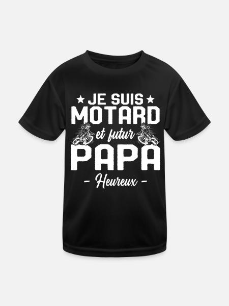 Je suis Motard et Futur Papa Cadeau - T-shirt sport Enfant - noir - Devant