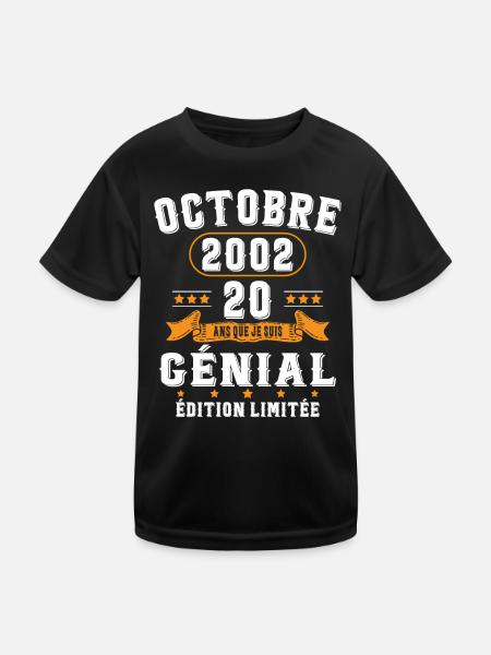 20 Ans Anniversaire Vintage Né(e) en Octobre 2002 - T-shirt sport Enfant - noir - Devant