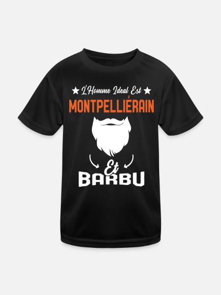 L'homme idéal est Montpelliérain et Barbu Humour - T-shirt sport Enfant - noir - Devant