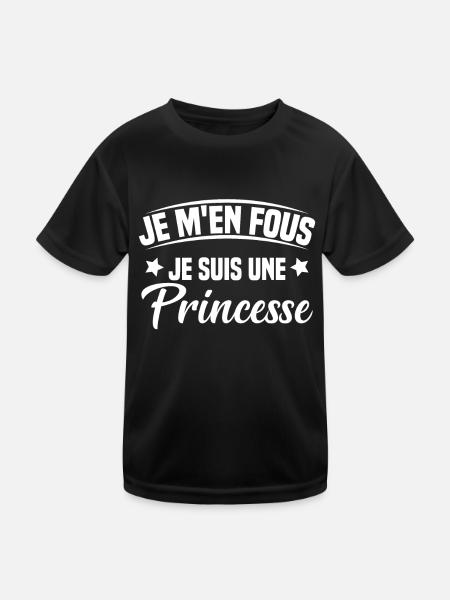 je m'en fou je suis une princesse - T-shirt sport Enfant - noir - Devant