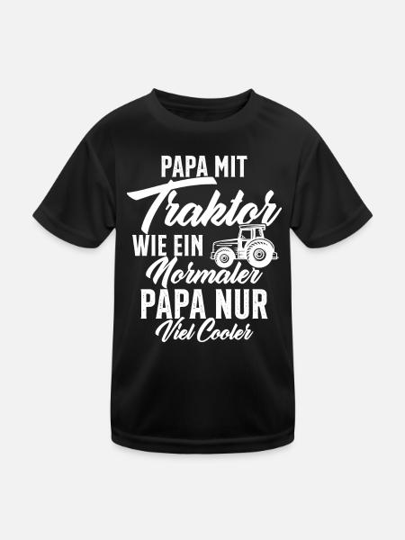 papa nit traktor wie ein normaler - Kinder Funktions-T-Shirt - Schwarz - Vorne
