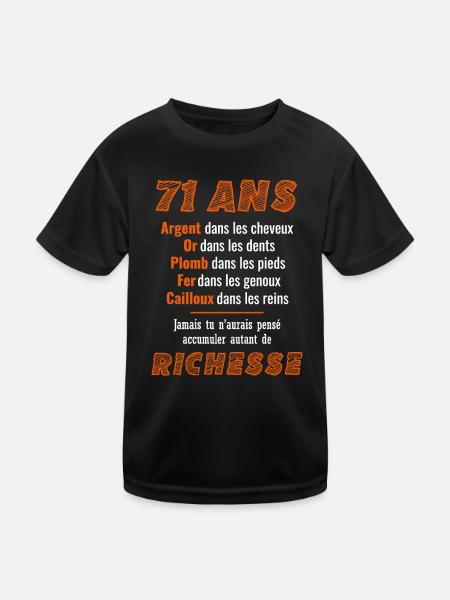 71 Year Old Birthday Funny Gift Idea - Kids Functional T-Shirt - black - Front