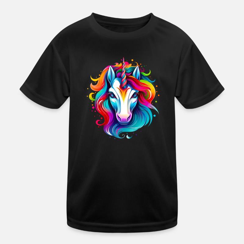 Regenbogen Einhorn mit bunter Mähne Kinder Funktions-T-Shirt
