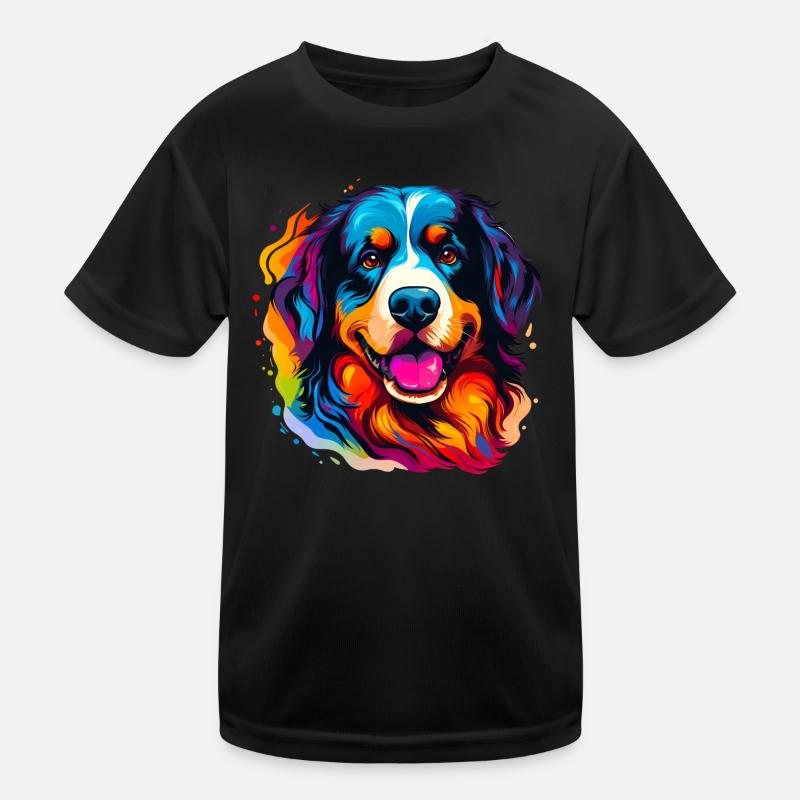 Berner Sennenhund in Regenbogenfarben Kinder Funktions-T-Shirt