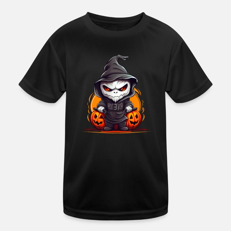 Halloween ghost face with cowl Kids Functional T-Shirt