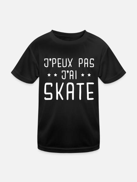 Je peux pas j'ai skate humour cadeau - T-shirt sport Enfant - noir - Devant