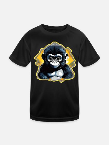Niedlicher Baby Gorilla - Kinder Funktions-T-Shirt - Schwarz - Vorne