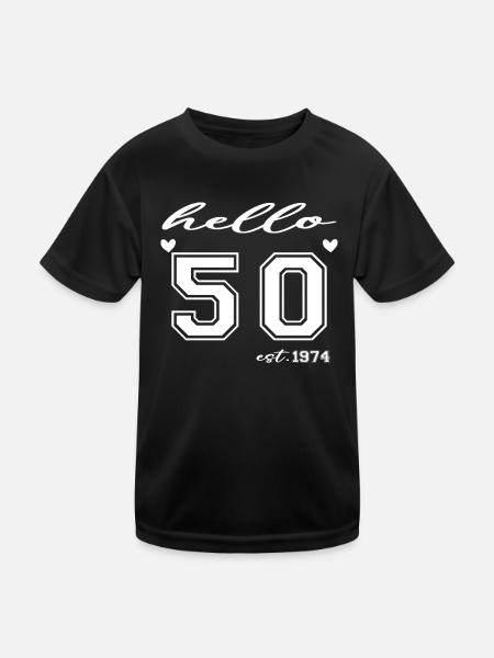 Hallo 50 est 1974 - Kinder Funktions-T-Shirt - Schwarz - Vorne