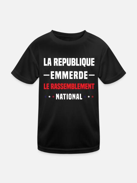 Die Republik fickt den Rassemblement National - Kinder Funktions-T-Shirt - Schwarz - Vorne
