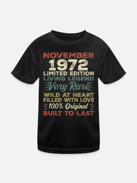 Légende depuis novembre 1972 Né en novembre 1972 - T-shirt sport Enfant - noir - Devant