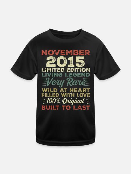 Legende Seit November 2015 Jahrgang November 2015 - Kinder Funktions-T-Shirt - Schwarz - Vorne