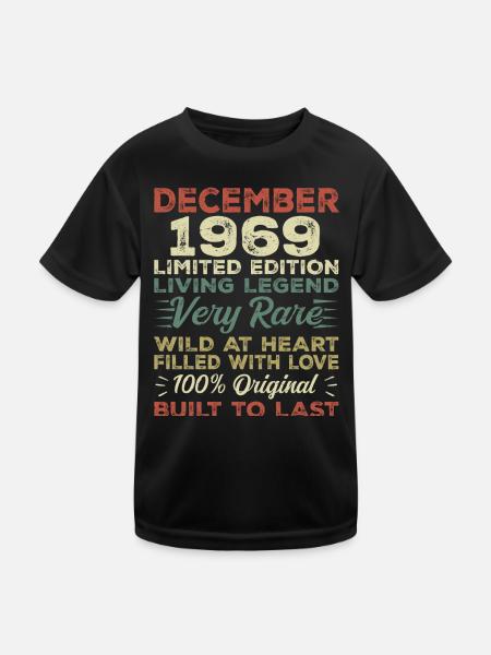 Dezember 1969 - Geburtstag Dezember 1969 Jahr - Kinder Funktions-T-Shirt - Schwarz - Vorne