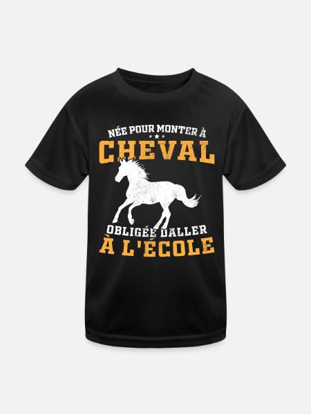 Born to ride a horse, forced to go to school - Kids Functional T-Shirt - black - Front