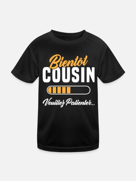 Bald, Cousine, bitte warten - Kinder Funktions-T-Shirt - Schwarz - Vorne