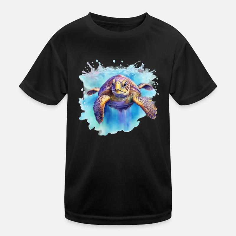 Blaue Schildkröte - Kinder Funktions-T-Shirt - Schwarz
