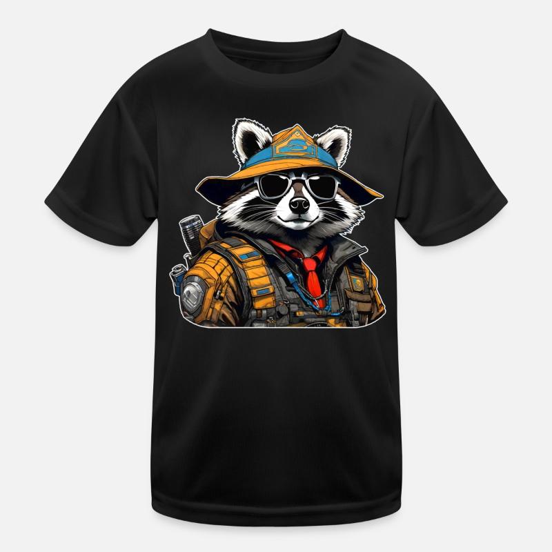 Cooler Cyberspace Waschbär Kinder Funktions-T-Shirt