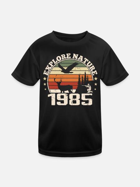 Cadeau Anniversaire 1985 Classique Chasseur 1985 - T-shirt sport Enfant - noir - Devant