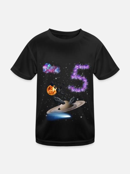 5. Geburtstag - Kinder Funktions-T-Shirt - Schwarz - Vorne