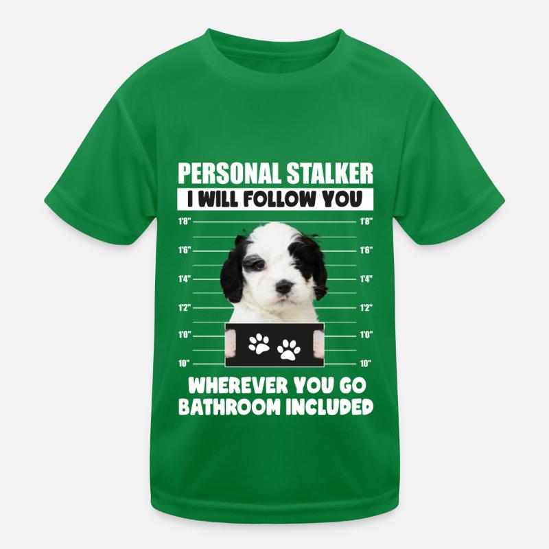 Lustiger persönlicher Stalker Hund Cavapoo Besitzer Geschenk Kinder Funktions-T-Shirt