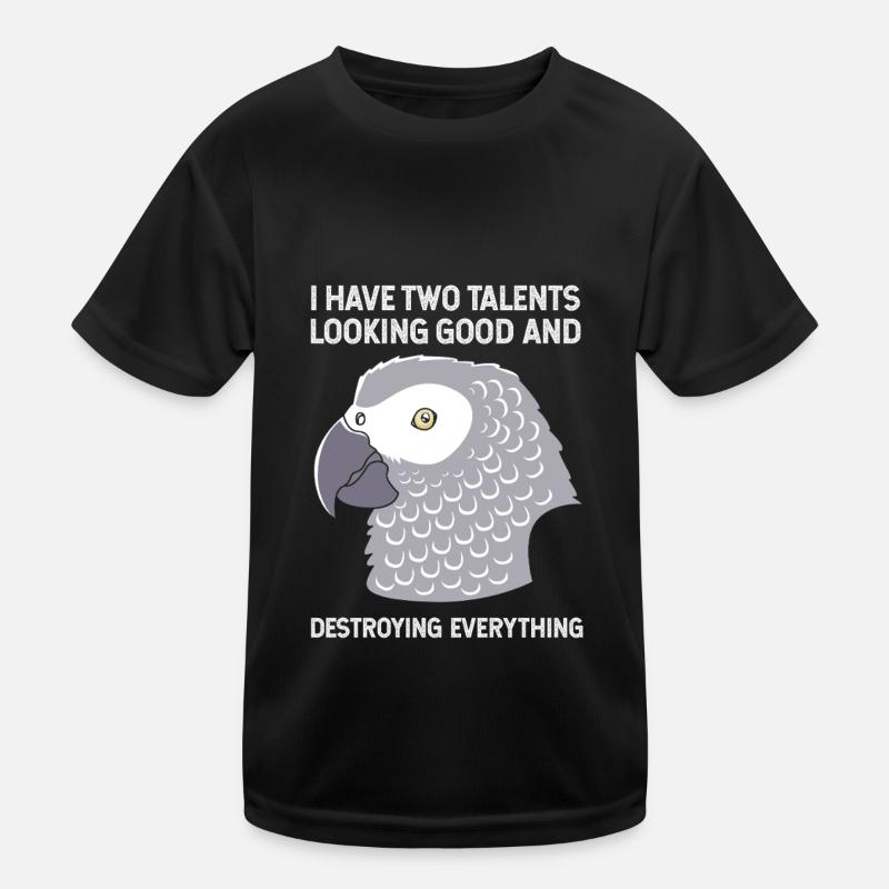 Parrot Grey Kids Functional T-Shirt