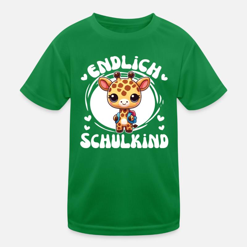 Endlich Schulkind süßer Giraffe zur Einschulung Kinder Funktions-T-Shirt
