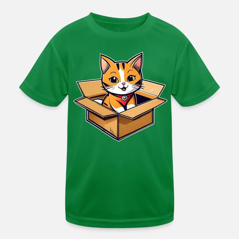 Cute cat in cardboard box Kids Functional T-Shirt