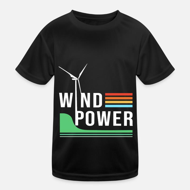 Wind turbine, wind energy, wind power Kids Functional T-Shirt