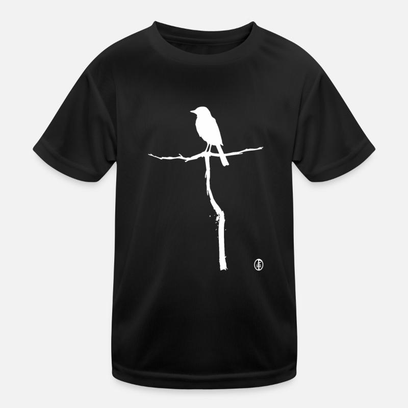 Vogel auf einem Ast Kinder Funktions-T-Shirt