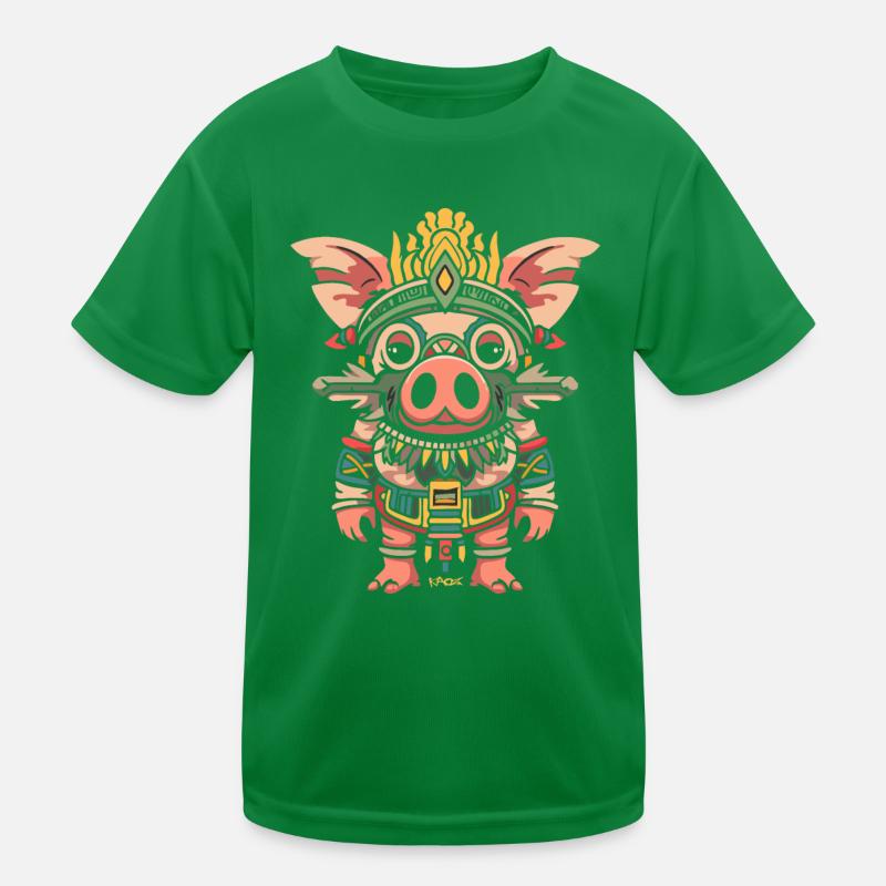 Funny Cute Mayan Aztec Pig Kids Functional T-Shirt