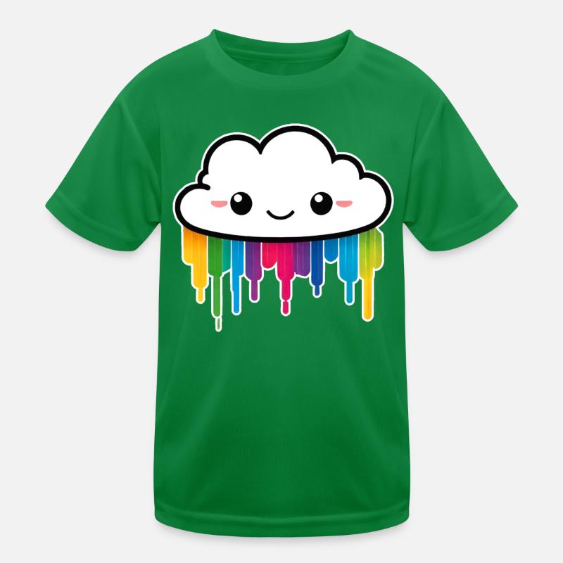 Cute Cloud Raining Rainbow Colors Kids Functional T-Shirt